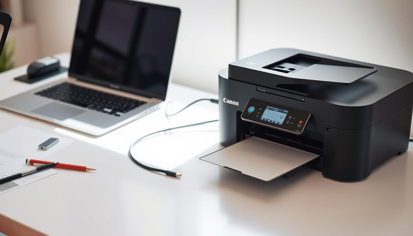 Canon printer connected to laptop